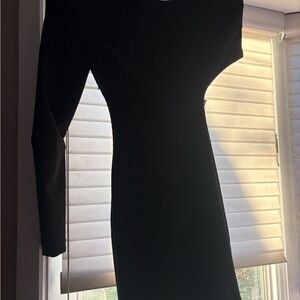 Astr Black Asymmetrical Long Sleeve Dress w rhinestone cut out  - S